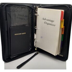 Vintage Large Black Leather Organizer